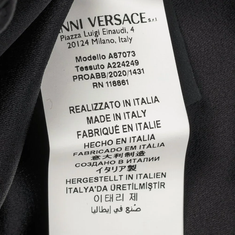 Versace PF20 Black Envers Satin Safety-Pin Short Dress - Picture 12 of 13